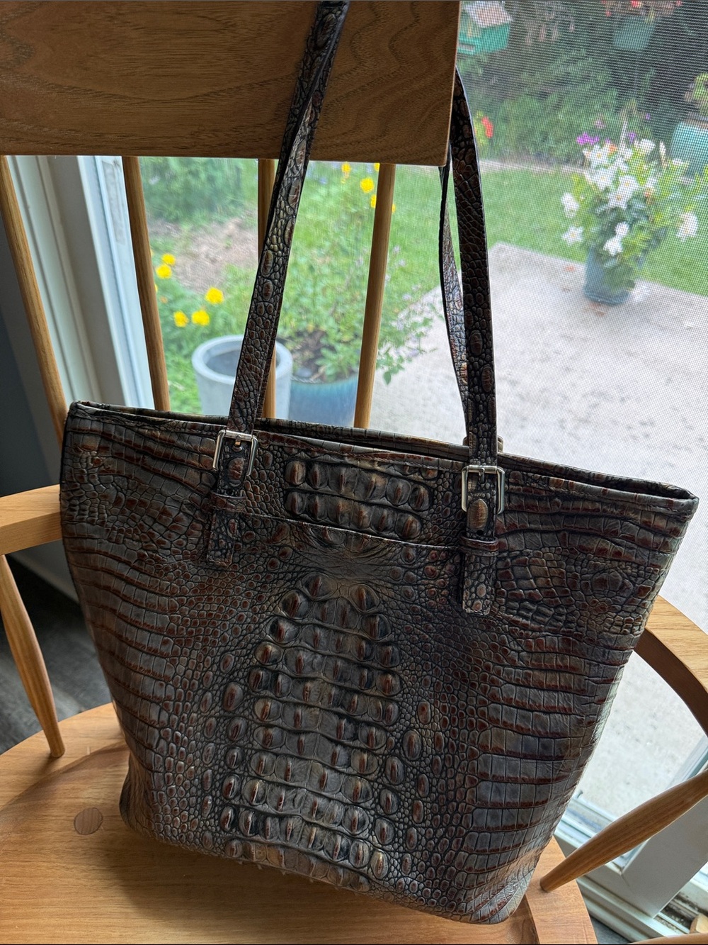 Brahmin Medium Asher Tote Pecan Melbourne Croc Embossed Leather Shoulder Bag - Picture 10 of 16